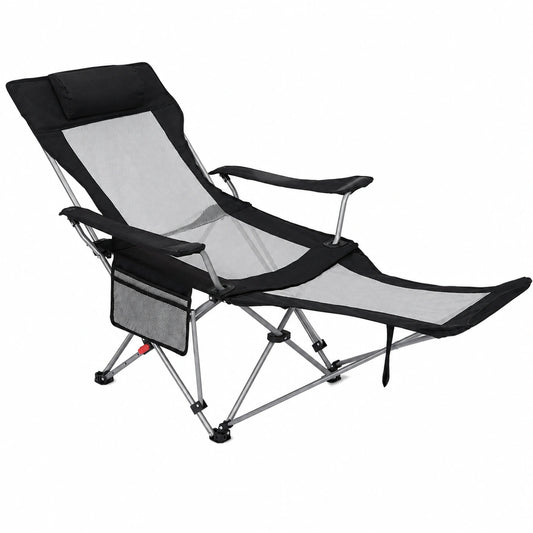 Chaise de camping confortable avec repose-pieds et dossier ajustable