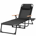 Chaise longue extérieure pliable et réglable avec oreiller et porte-gobelet
